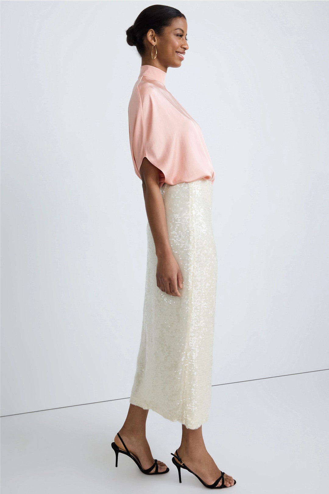 Satin Collared Cape Top by LAPOINTE 1