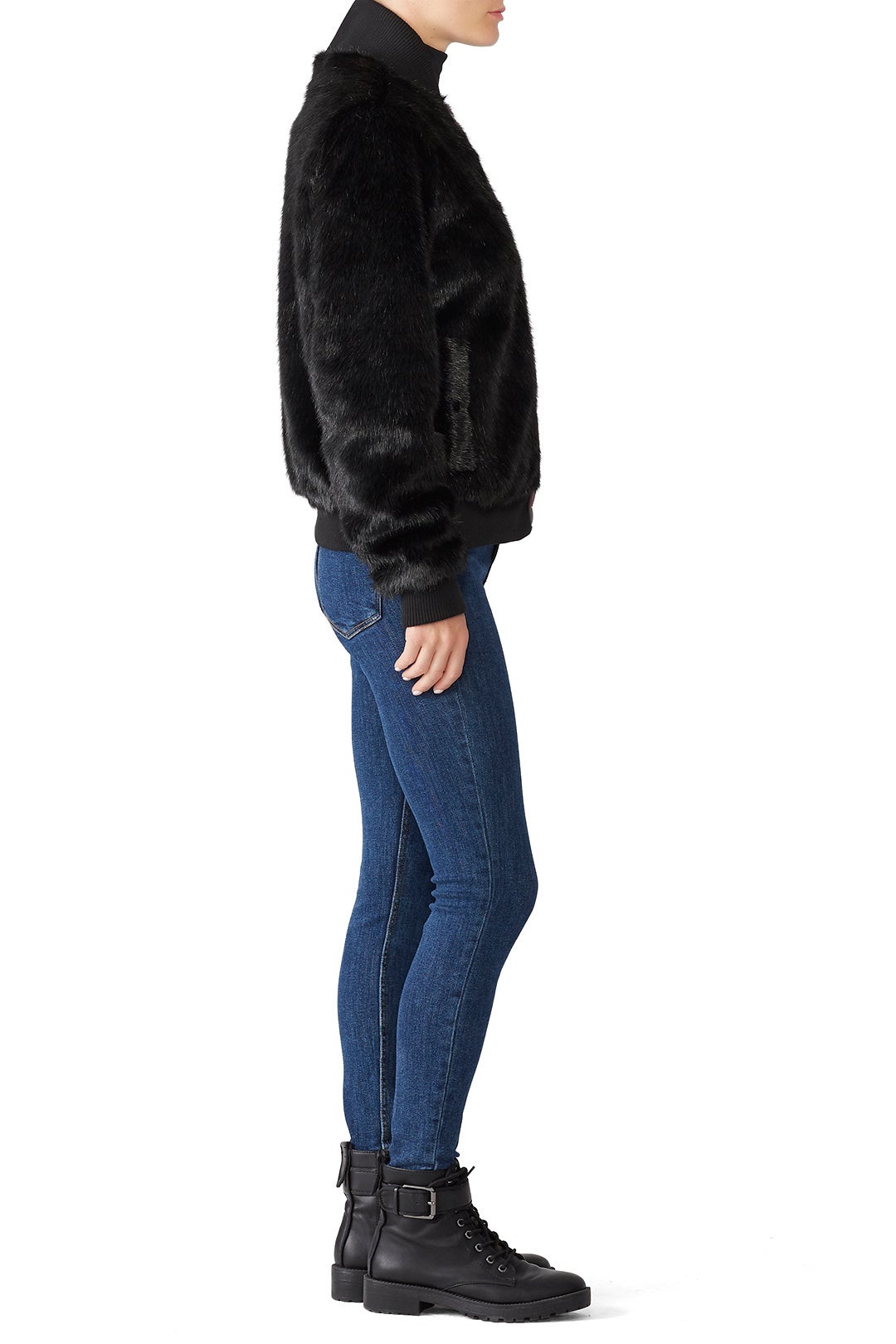 Qulited Trim Faux Fur Bomber by Hunter 1