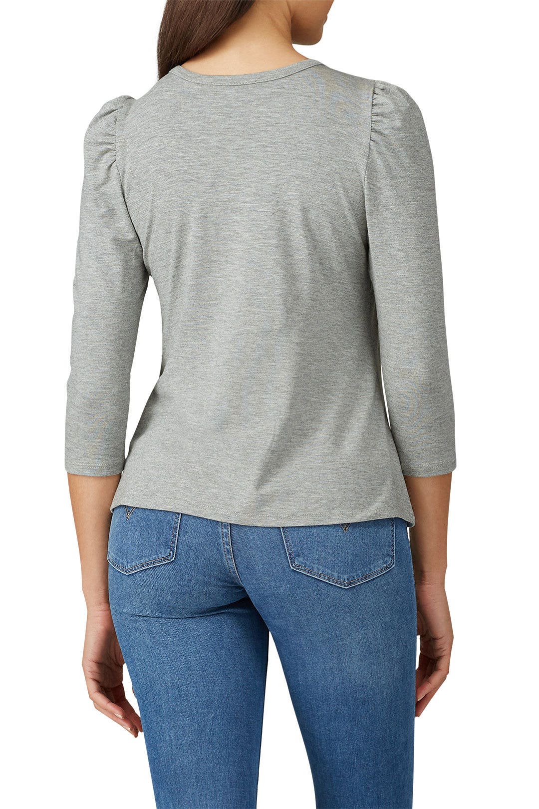 Grey Knit Puff Sleeve Top by Slate & Willow 2