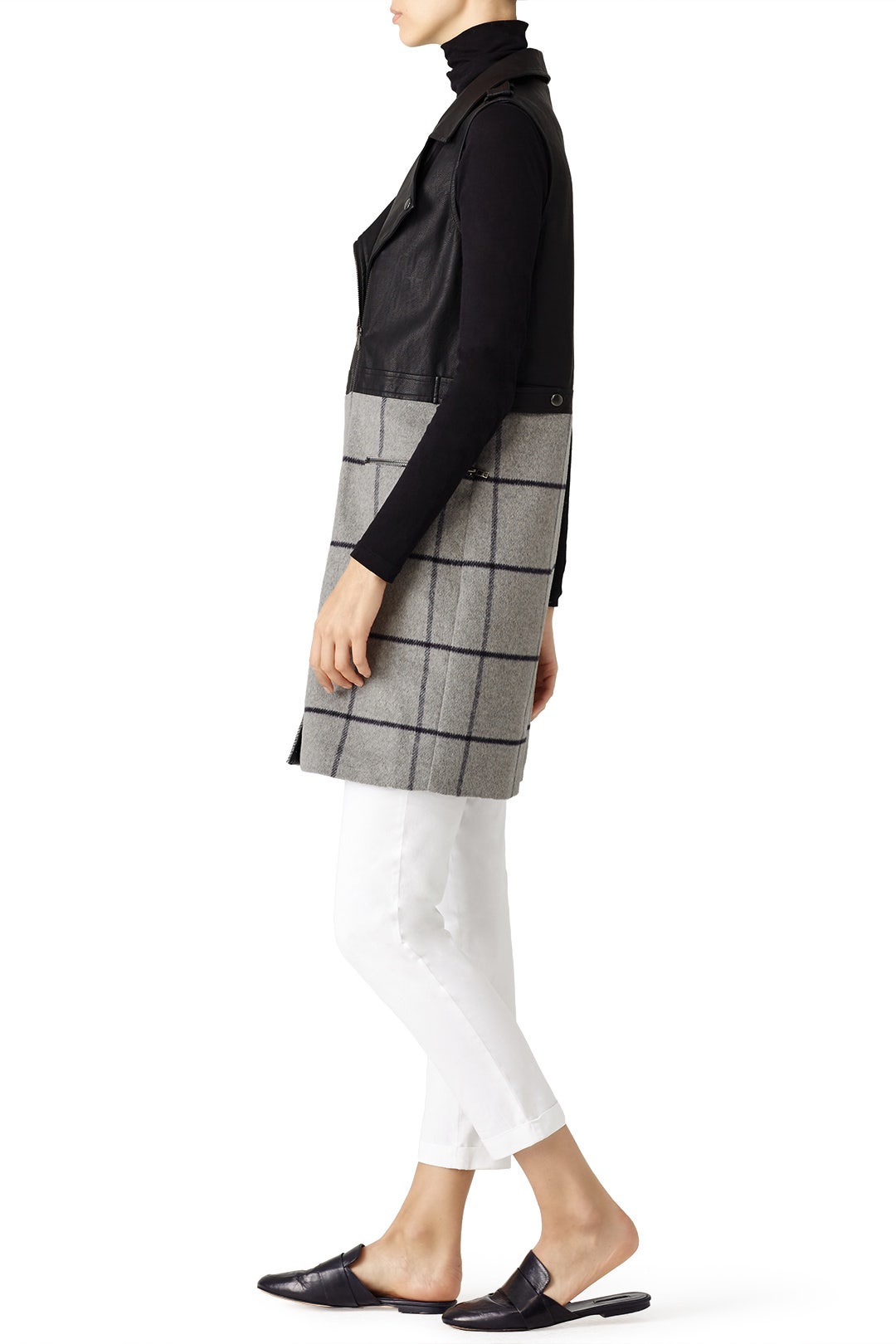 Black Plaid Moto Vest by Greylin 1