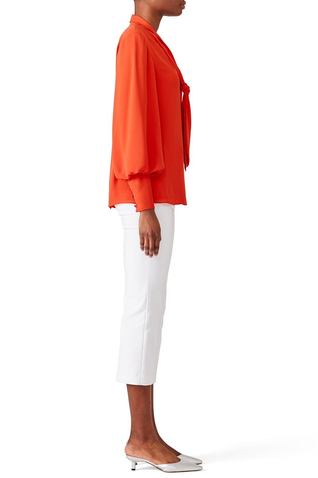 Orange Tie Neck Top by Josie Natori 1