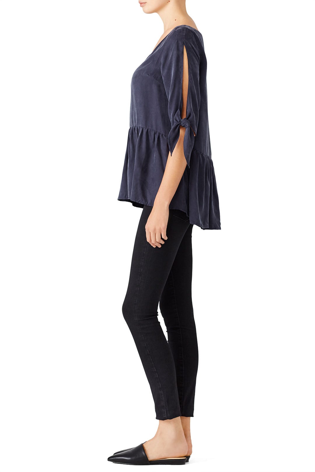 Navy Tie Cuff Blouse by Paper Crown 1