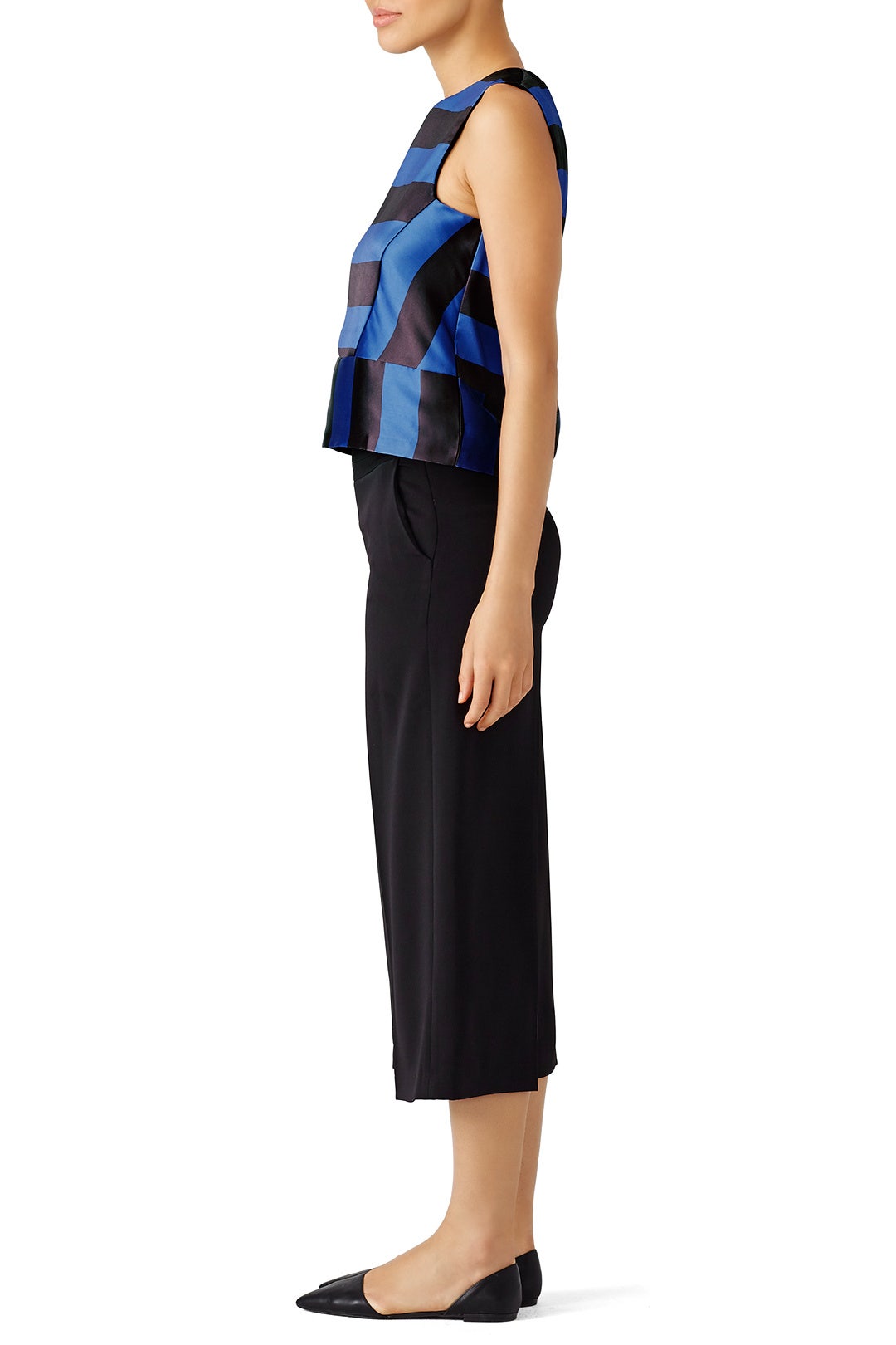 Blue Contrast Stripe Top by English Factory 1