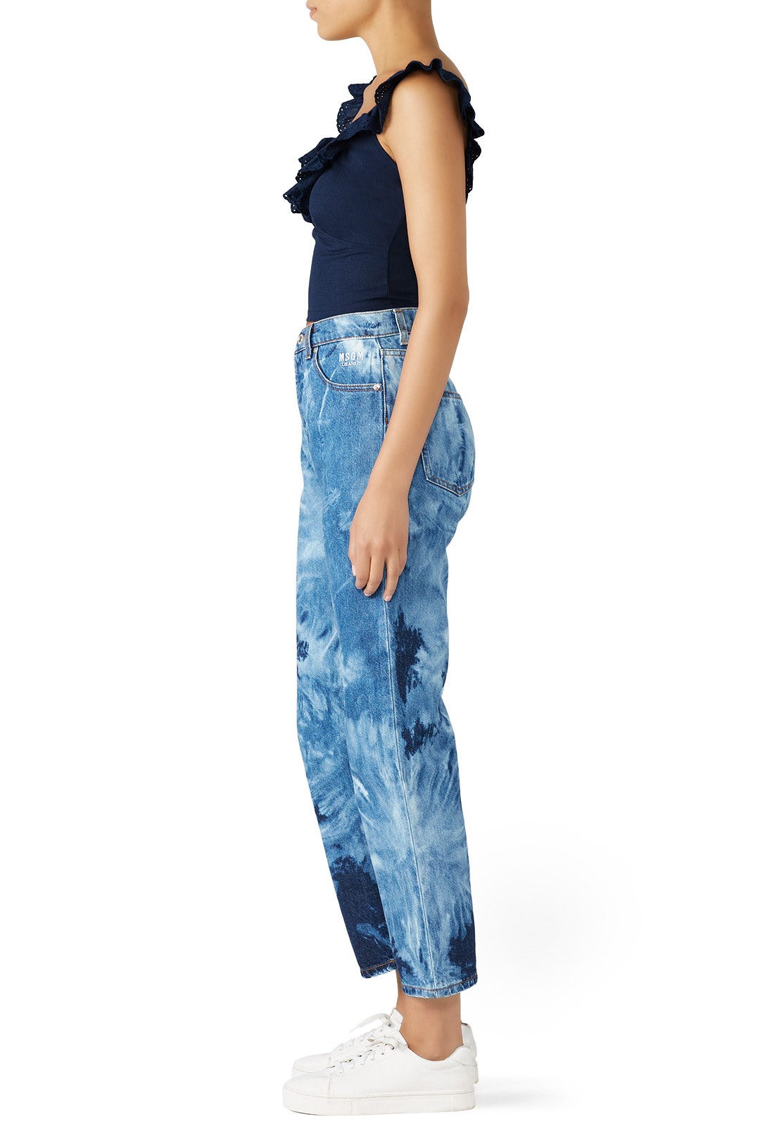 Navy Cropped Eyelet Top by Louna 1