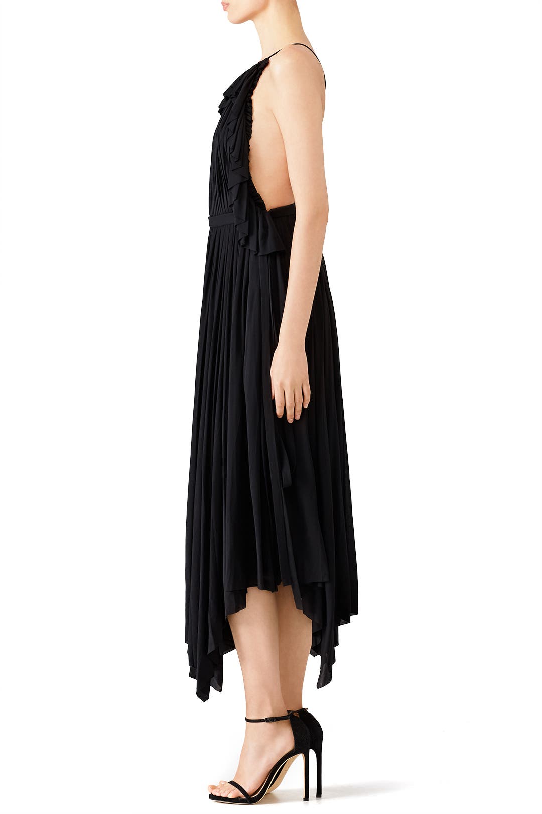 Black Pleated Ruffle Dress by Philosophy di Lorenzo Serafini