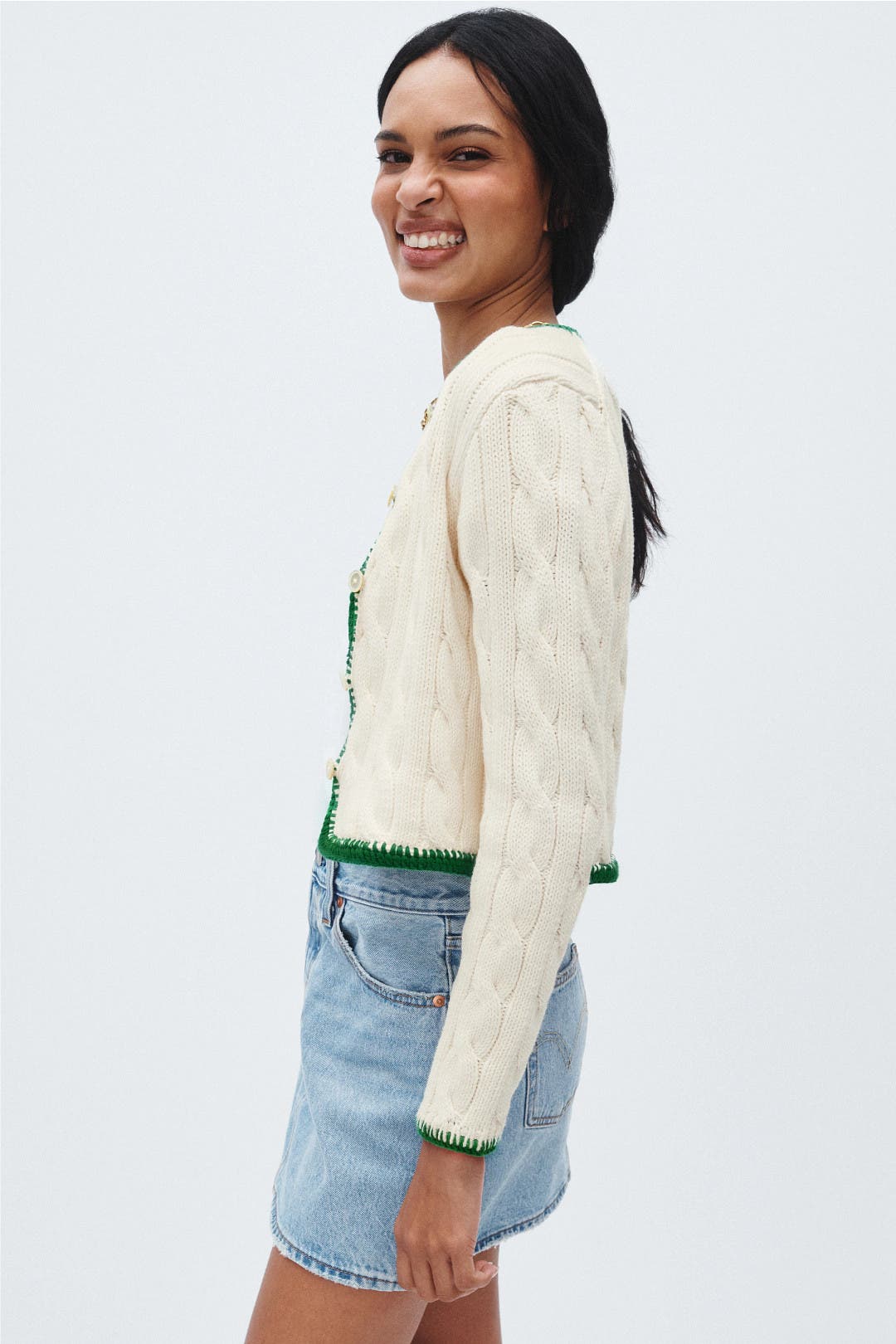 Cardigan with Green Piping by Polo Ralph Lauren | Rent the Runway