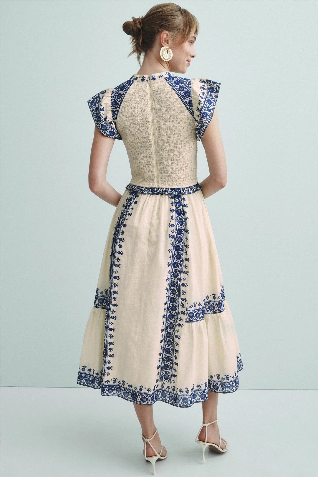 white lace dress under 50 Women's Softly Spotted Polka Dot Lace Maxi Dress in White main image 1