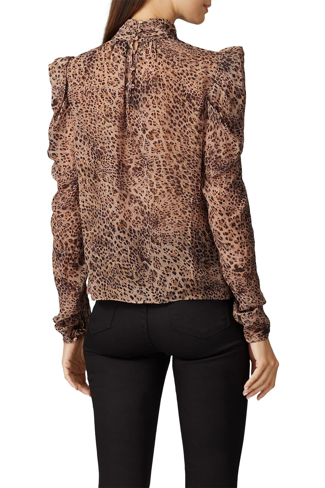 Sheer Leopard Puff Sleeve Top by ML Monique Lhuillier 1