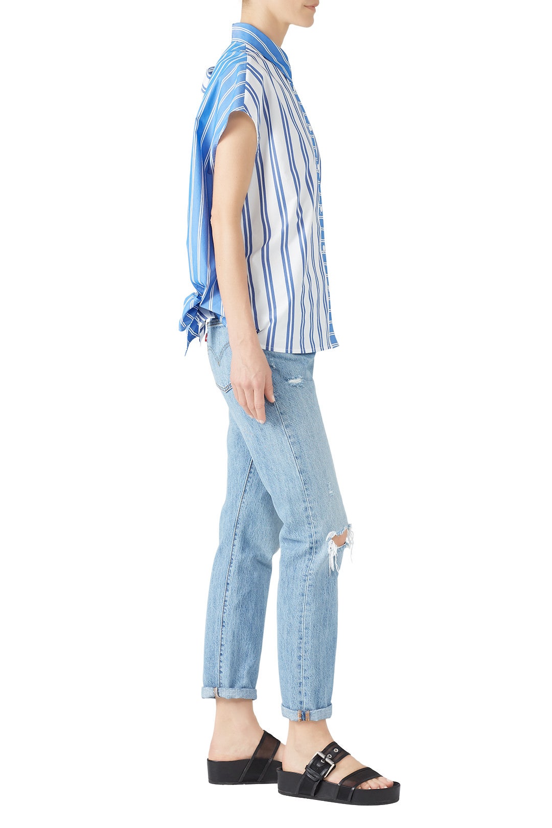 Striped Sleeveless Button Down by SJYP 2