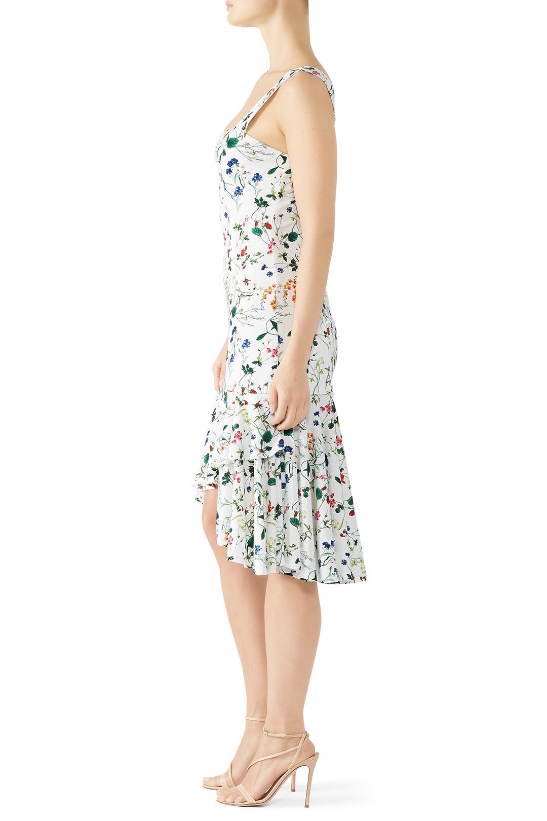 Ivory Floral Flutter Hem Dress by Alexia Admor 1
