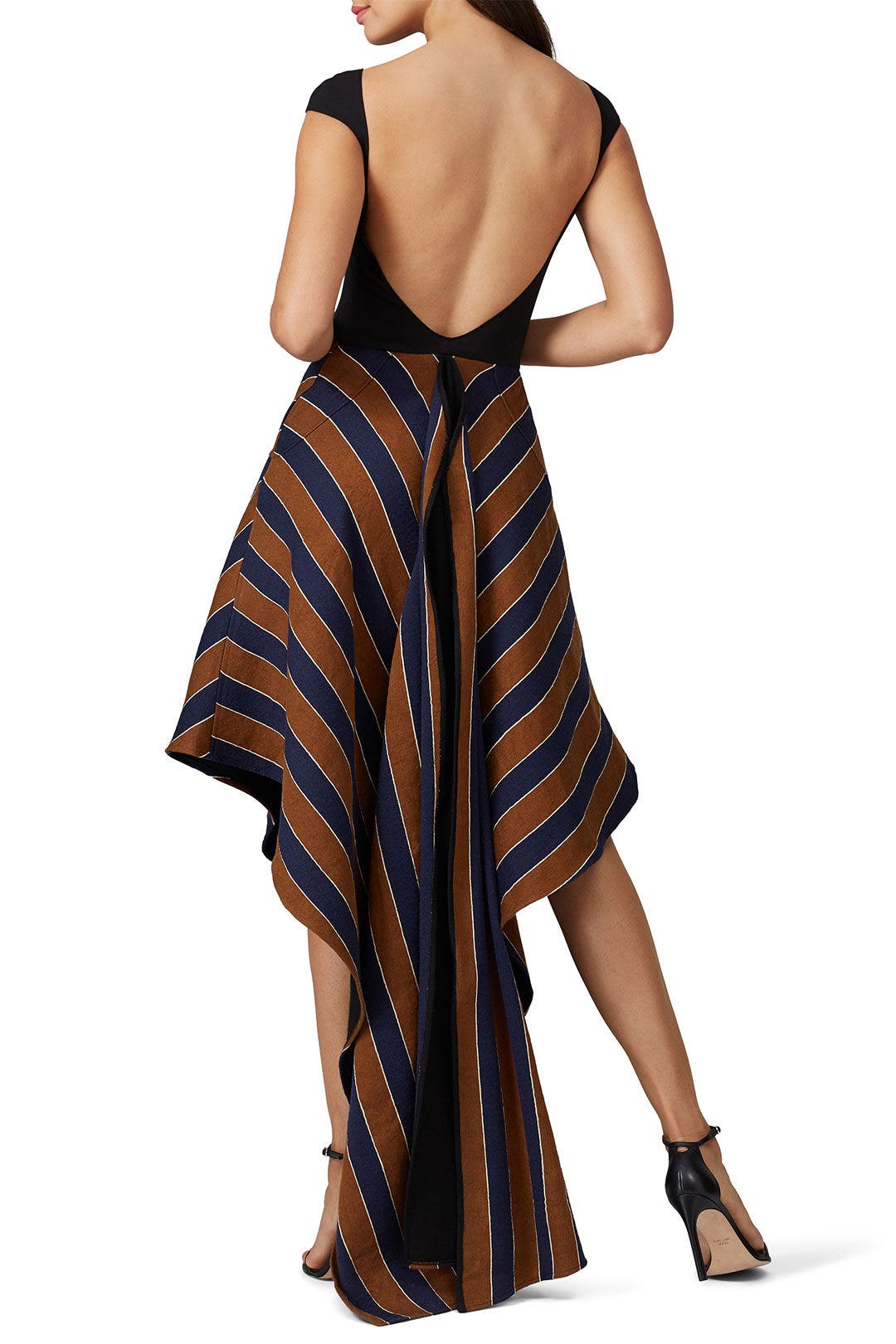 Striped Open Back Dress by Esteban Cortazar 1