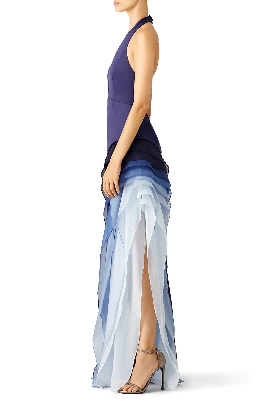 Royal Blue Waterfall Cascade Gown by HALSTON | Rent the Runway