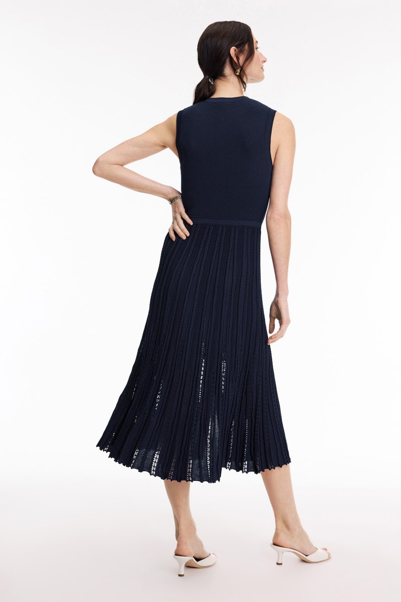Navy Sleeveless Knit Midi Dress by Maje - Photo 2