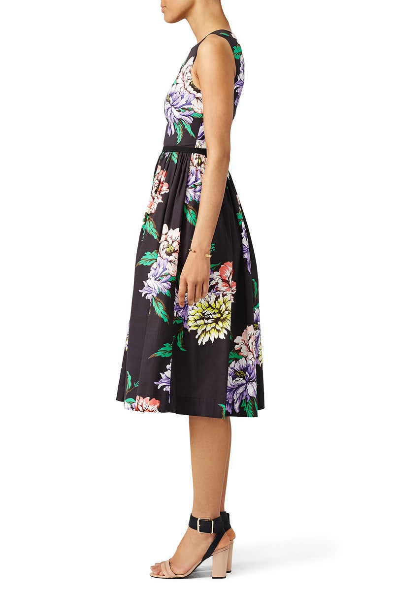 Bold Bloom Black Dress