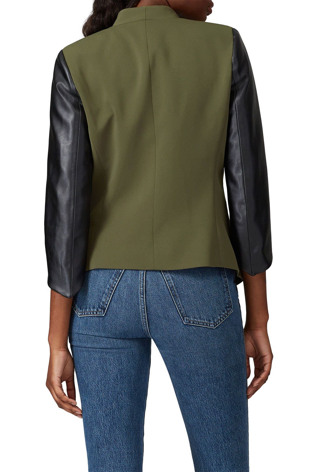 Faux Leather Sleeve Blazer by Slate & Willow 2