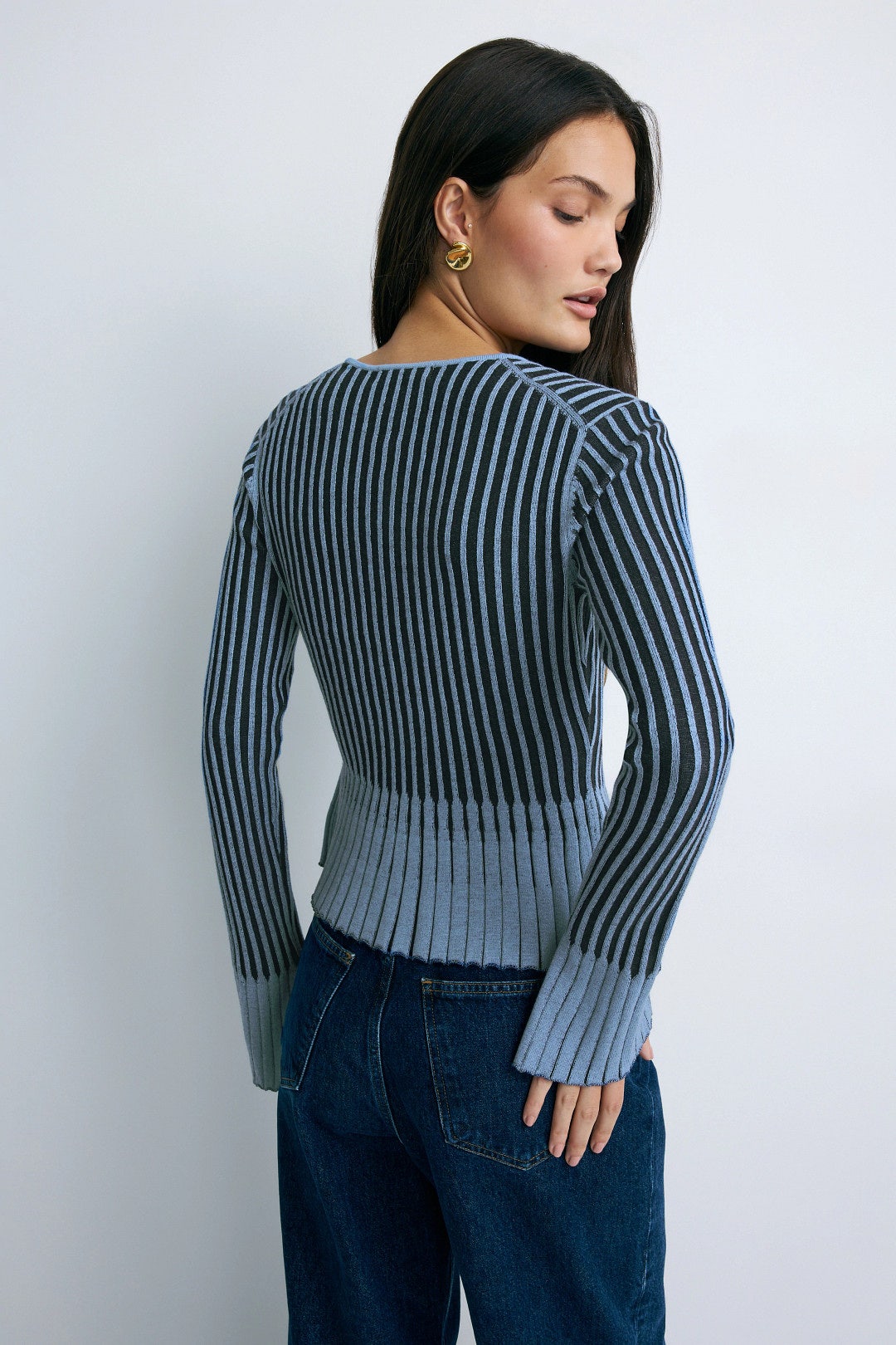 Two Tone Rib Knit Cardigan by Toccin 2