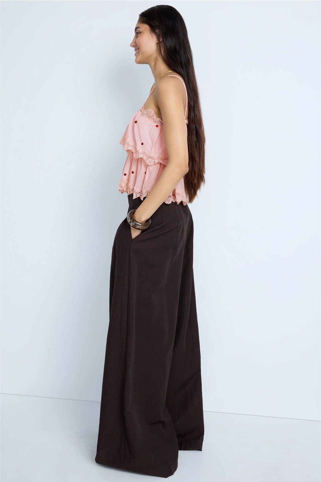 Polka Dot Embroidered Ruffle Top by RAHI 1