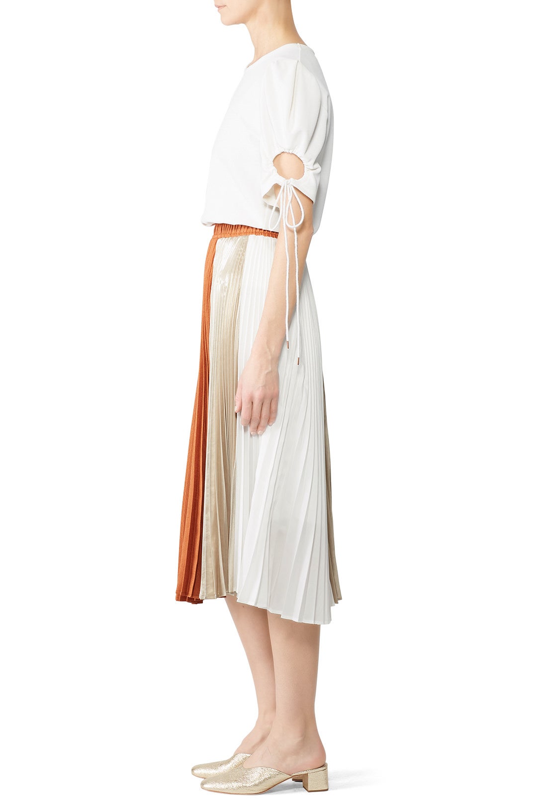 Color Block Pleated Skirt by Clu 2