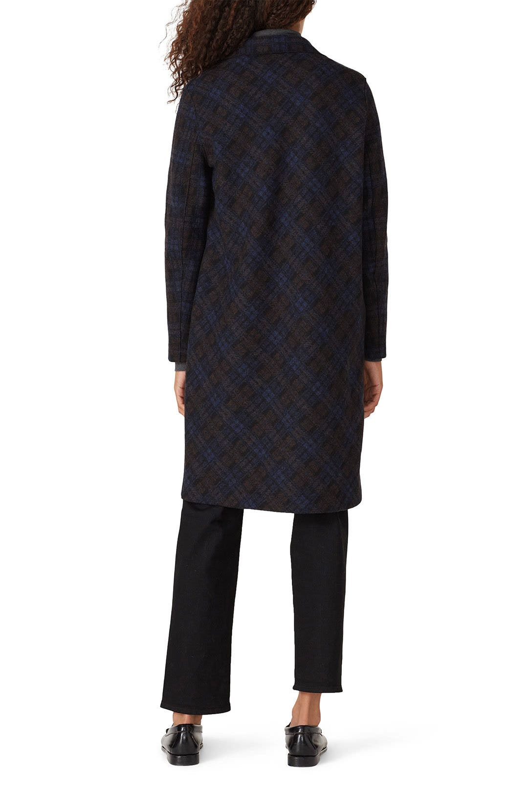 Navy Plaid Wool Coat by Harris Wharf London 2