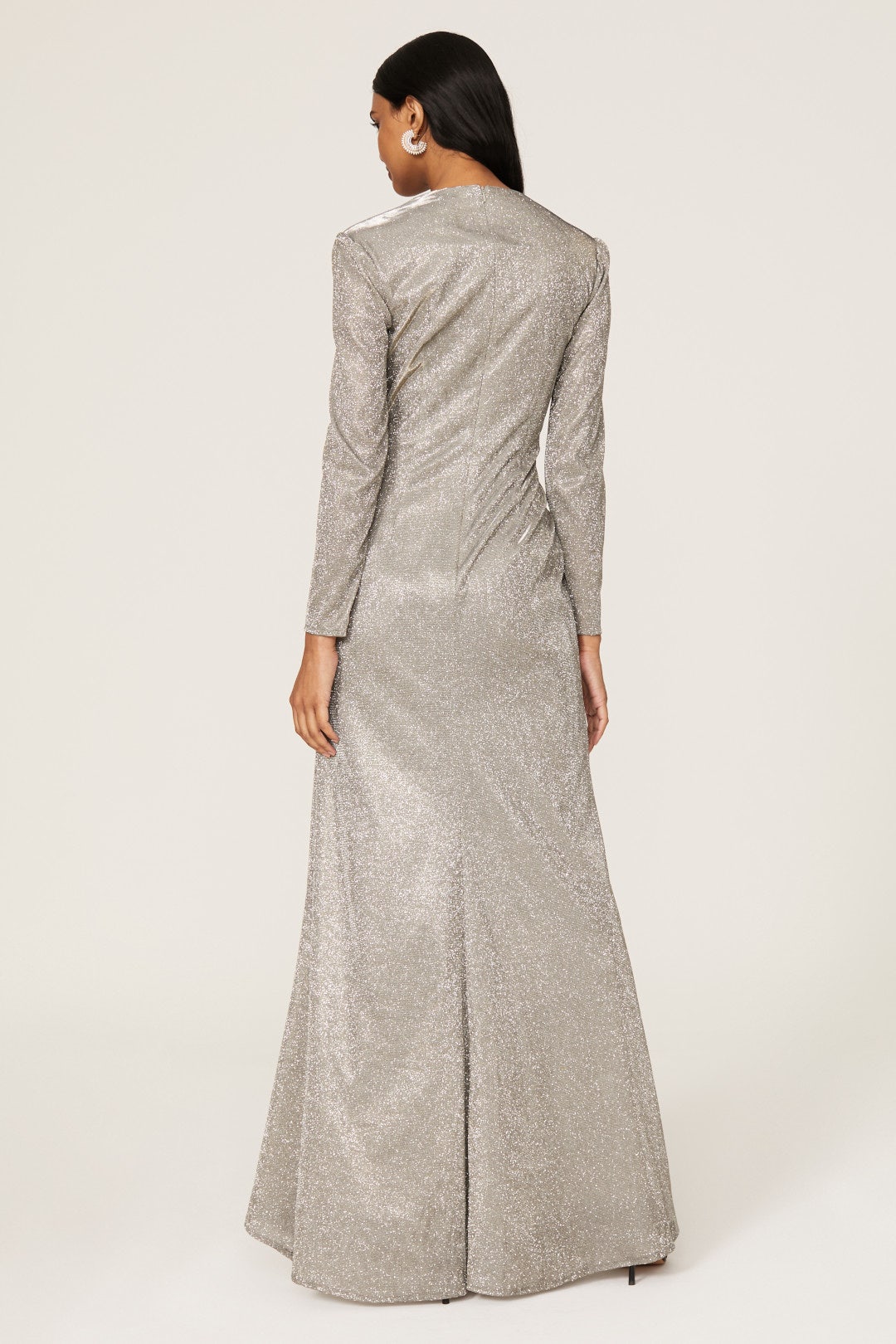 Silver Sequin V-neck Gown by Ieena for Mac Duggal 2