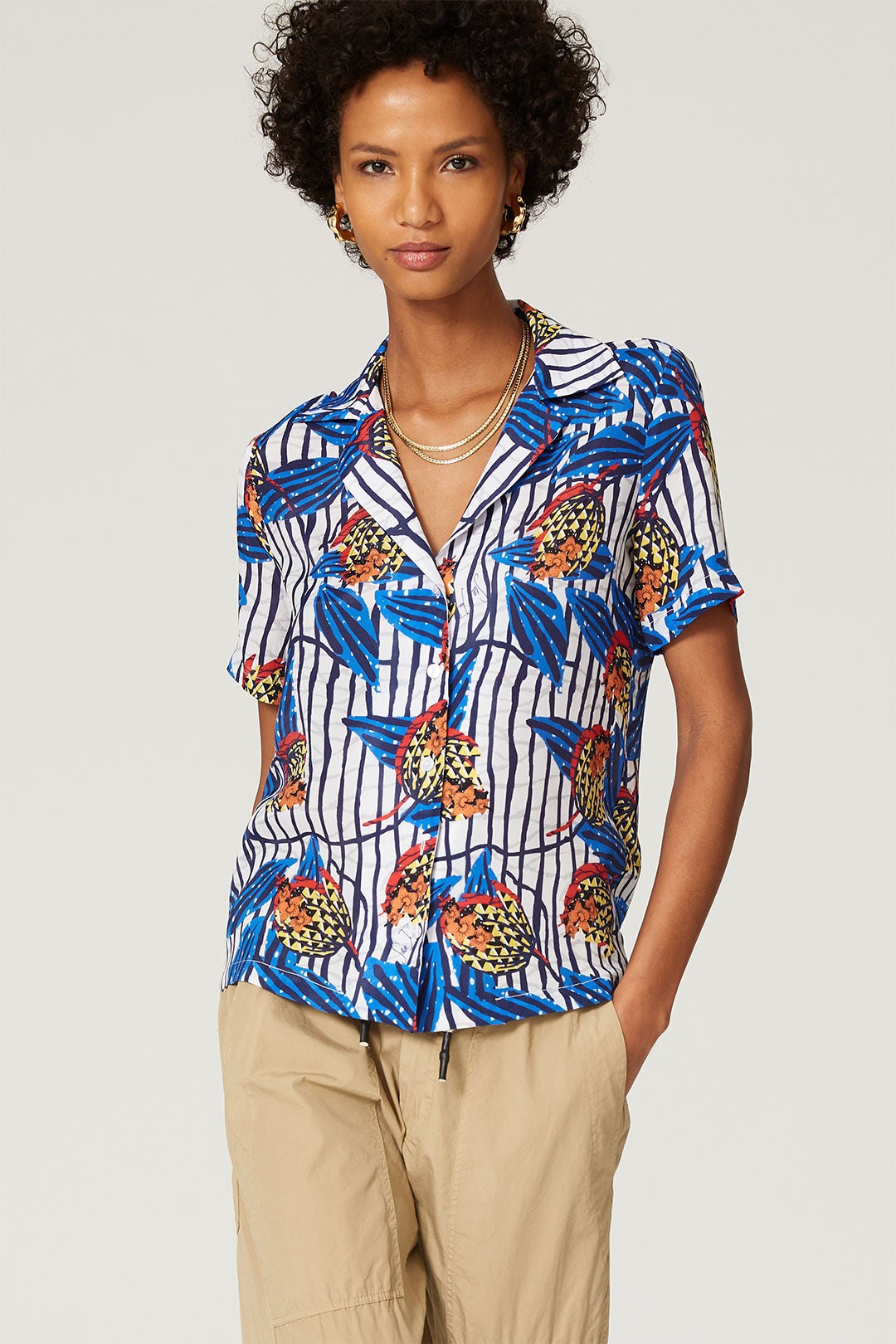 Blue Floral Camp Shirt by Stella Jean 1