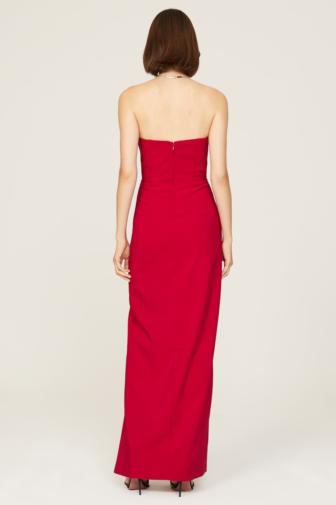 Aidan Mattox☆クリムゾンレッドレースシャツロングドレス Aidan Mattox Chiffon High Neck Sleeveless Gown - Garnet Red