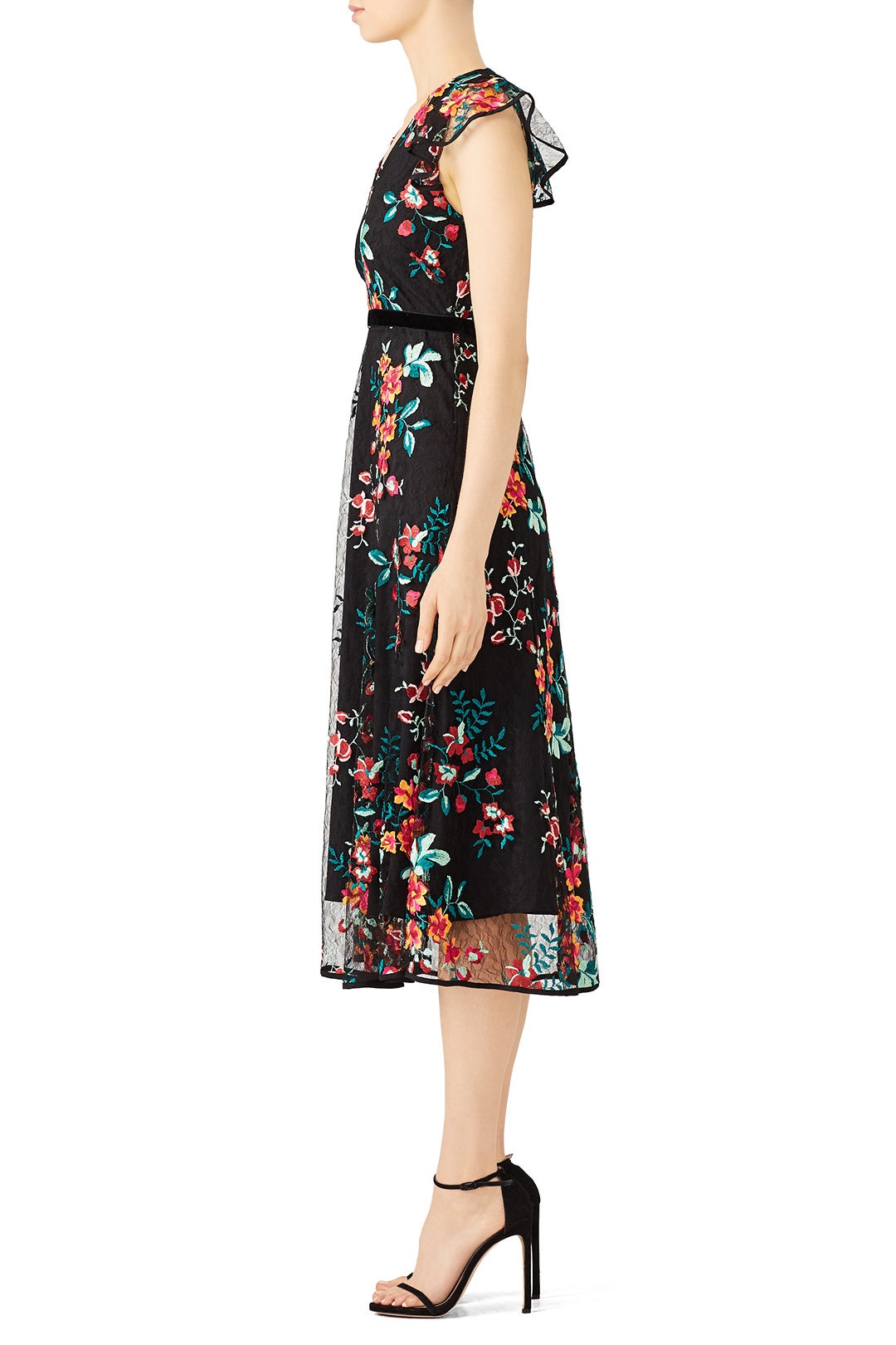 Black Floral Lace Dress by Hunter Bell 1