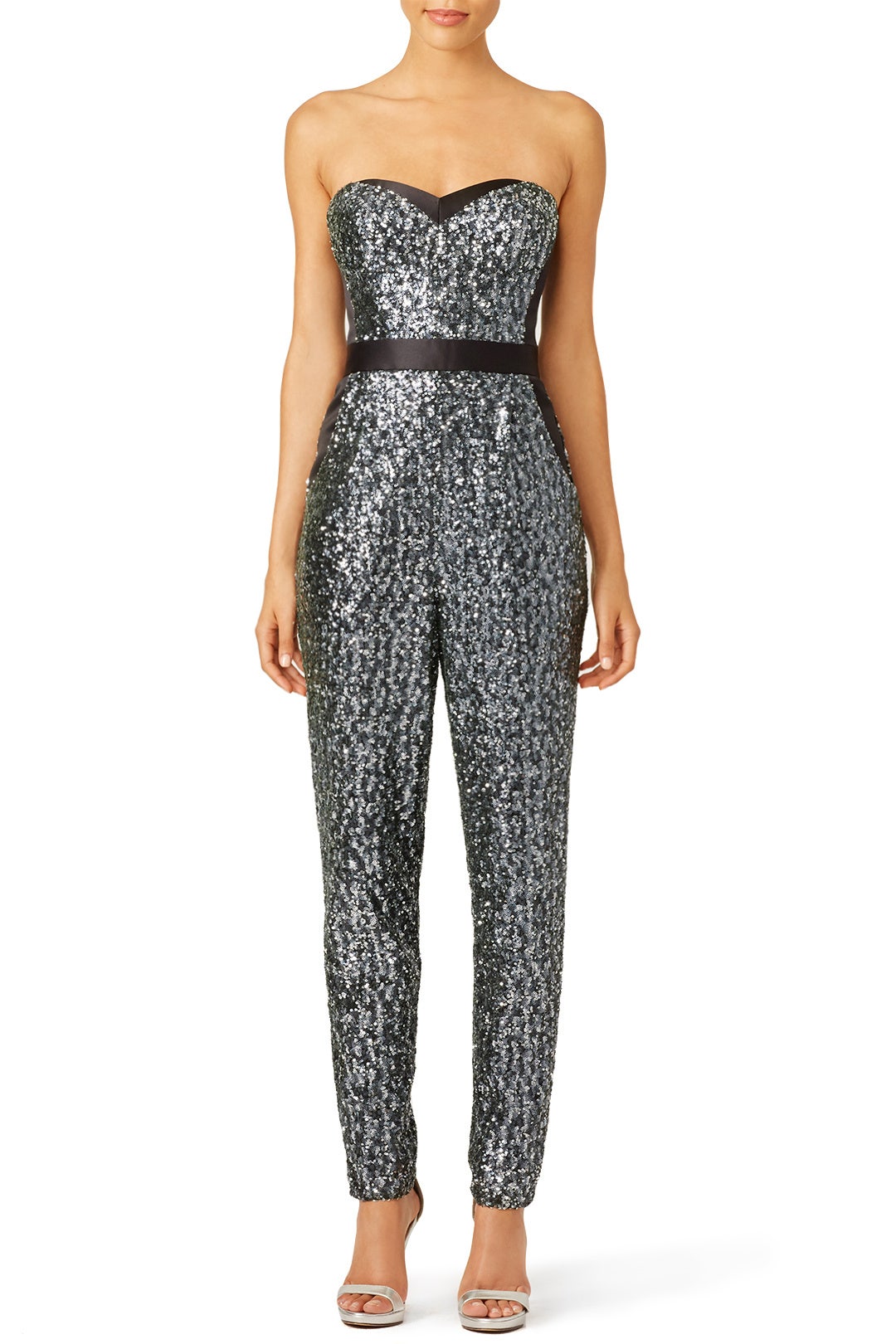 Silver Sequins Bustier Jumpsuit by Milly 2