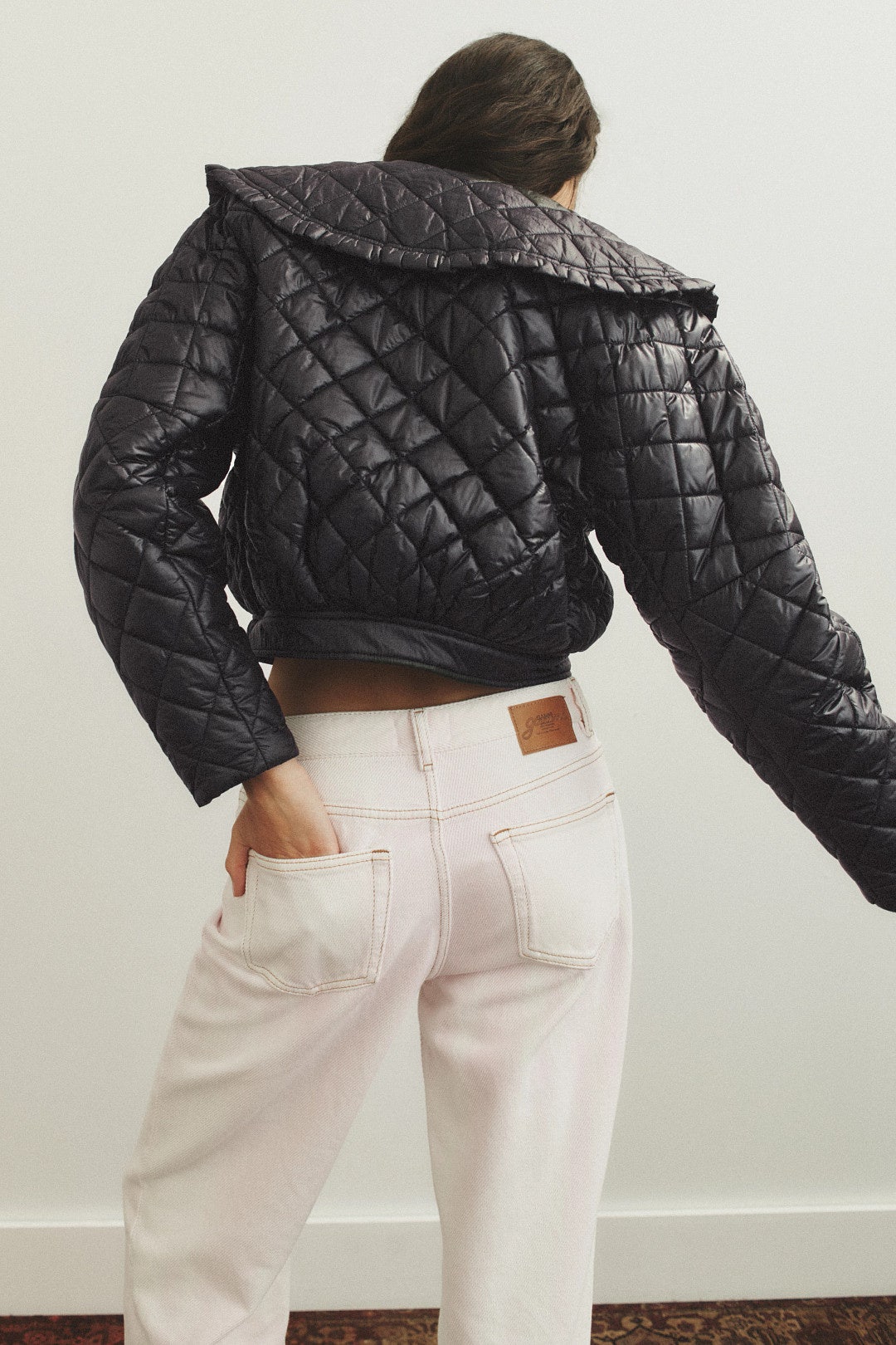 Nylon Quilted Collared Jacket by GANNI 2
