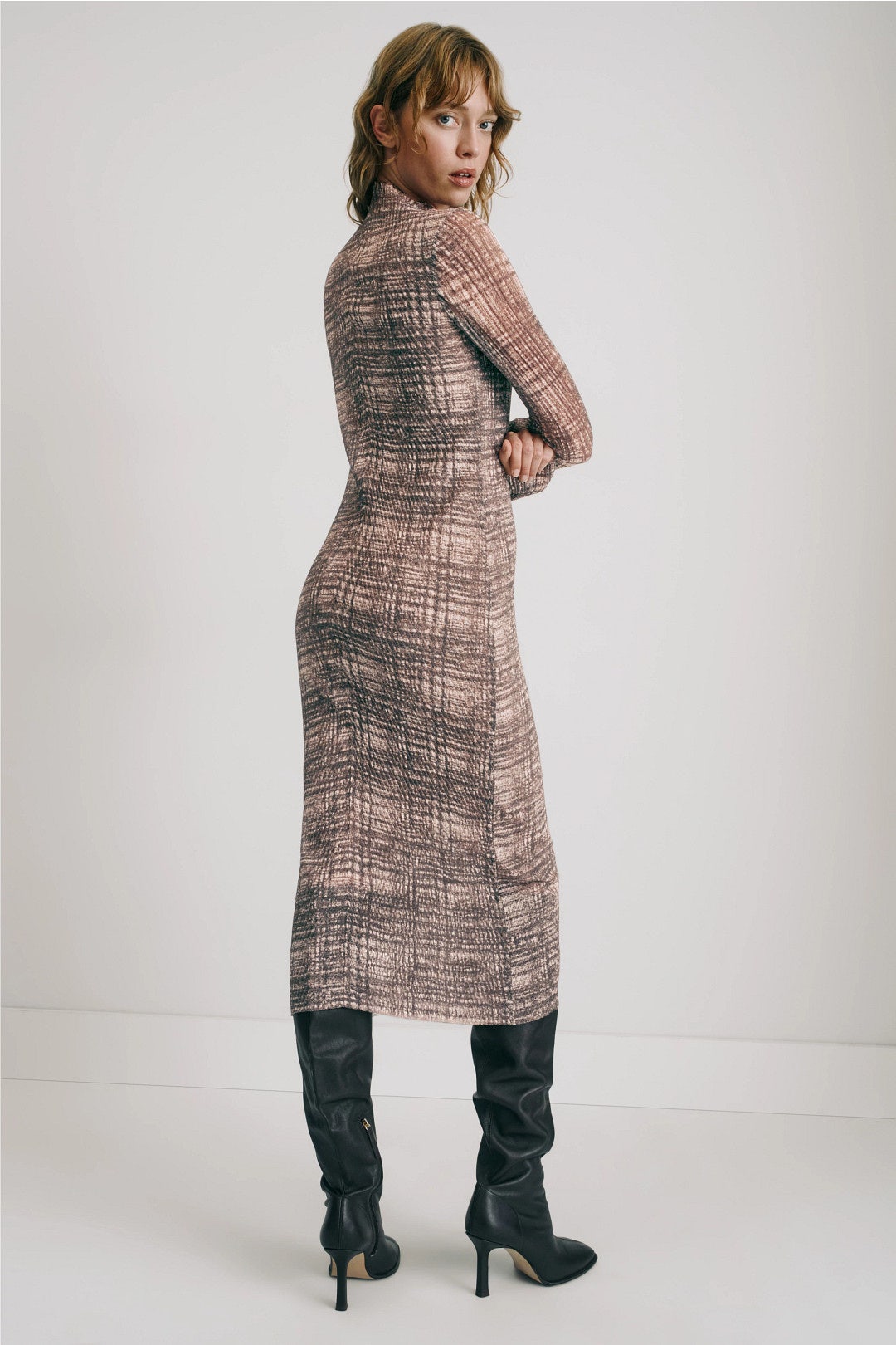 Eviba Plaid Mesh Midi Dress