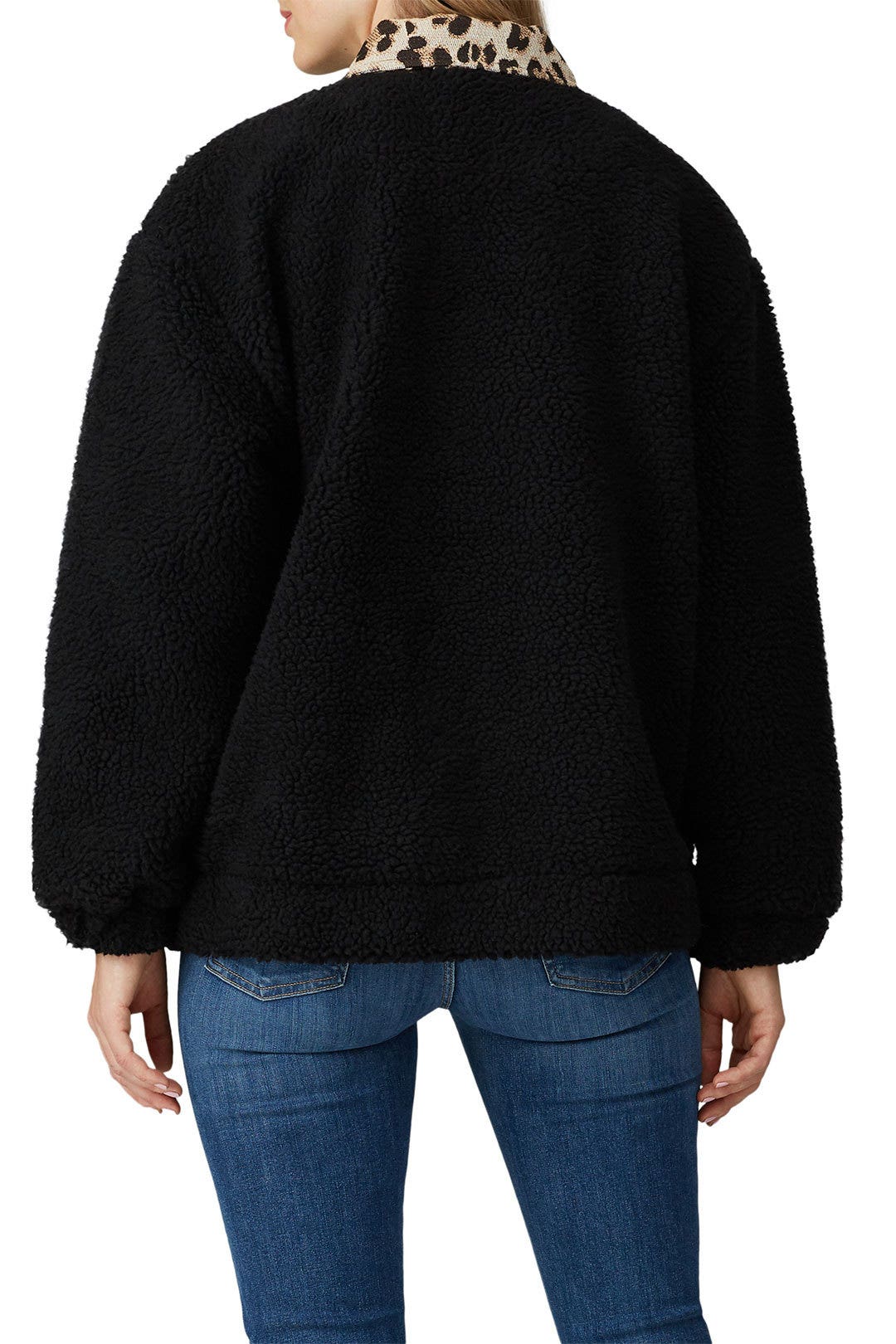 Leopard Trim Faux Sherpa Jacket by Louna 2