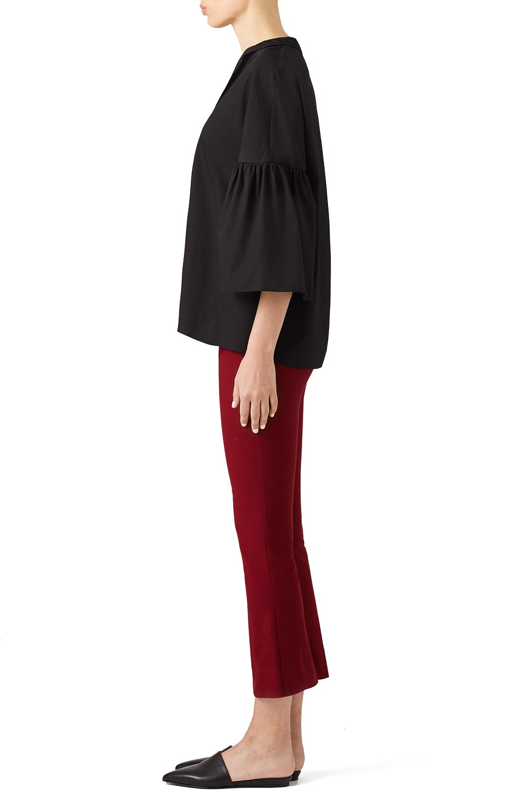 Black Flutter Poplin Top by Fuzzi 1