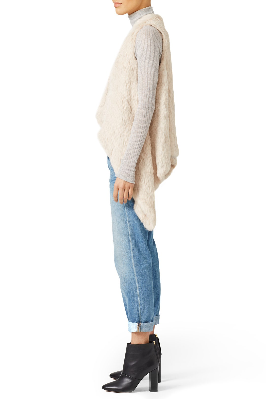 Beige Rabbit Fur Vest by Jocelyn 2