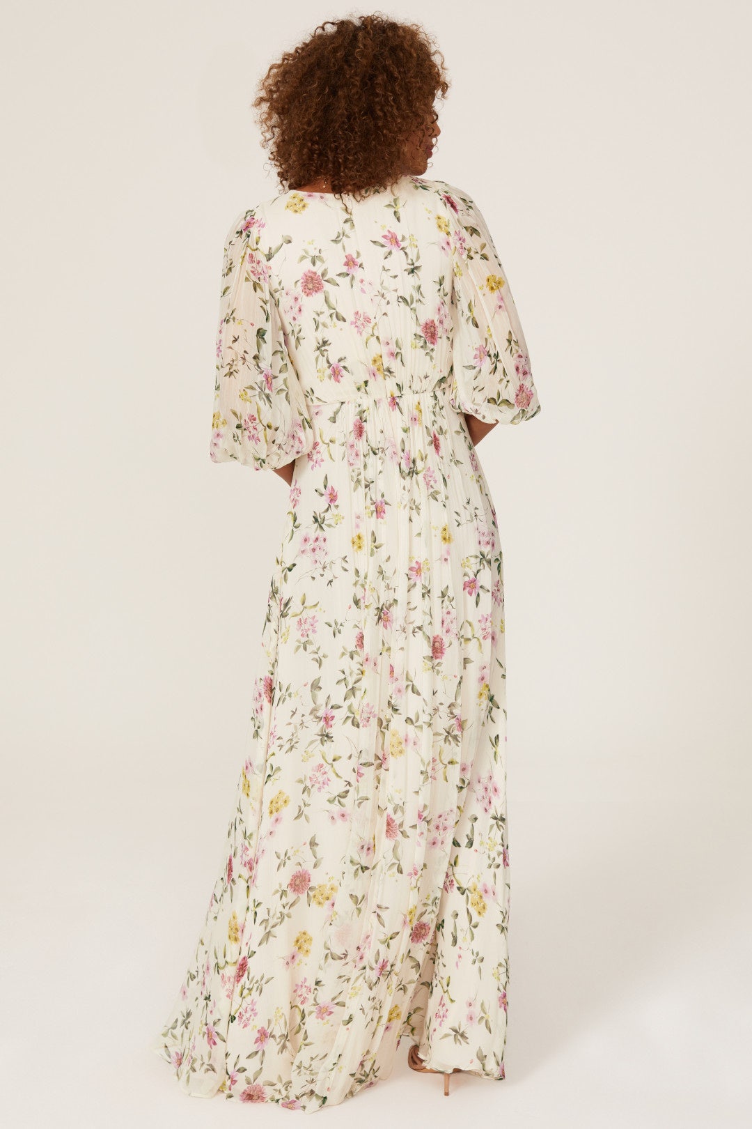 Floral Pleated Chiffon Gown by ML Monique Lhuillier 2