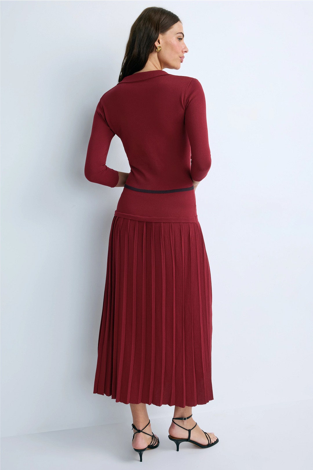 Collared Pleated Knit Dress by Alexia Admor 2