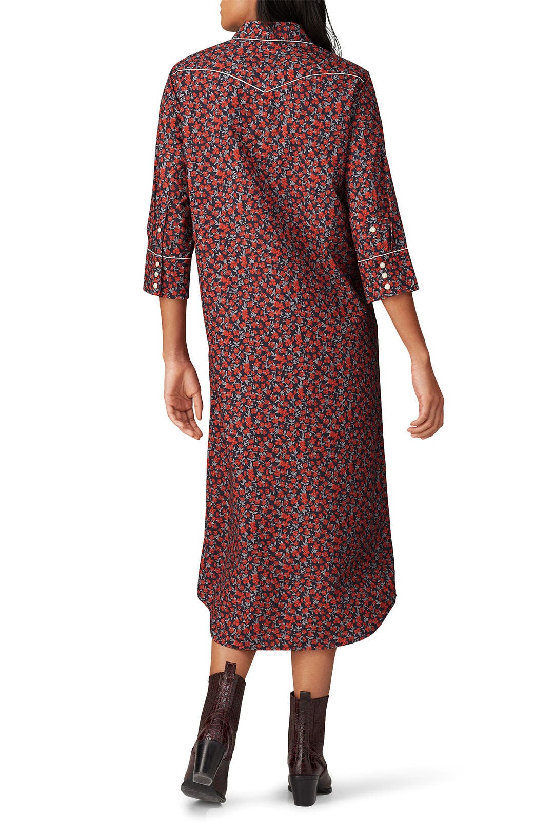 送料無料R13 Rent the Runway Pre-Loved Quarter Sleeve Cowboy Dress, Red, Medium並行輸入 Quarter Sleeve Cowboy Dress by R13 | Rent the Runway