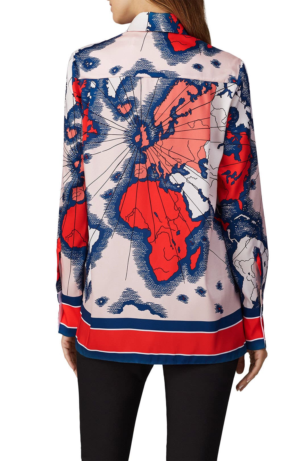 Map Print Button Down Shirt by Victoria Victoria Beckham