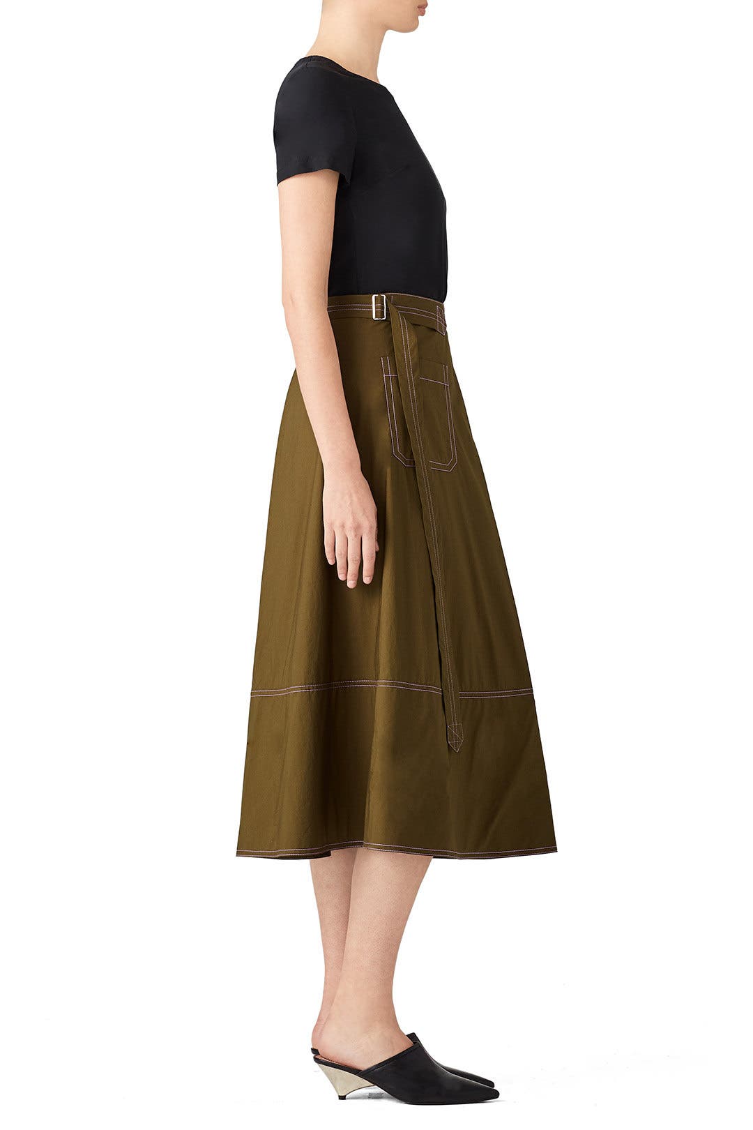 Olive Taffeta Midi Skirt by Marni | Rent the Runway Olive Taffeta Midi Skirt by Marni | Rent the Runway