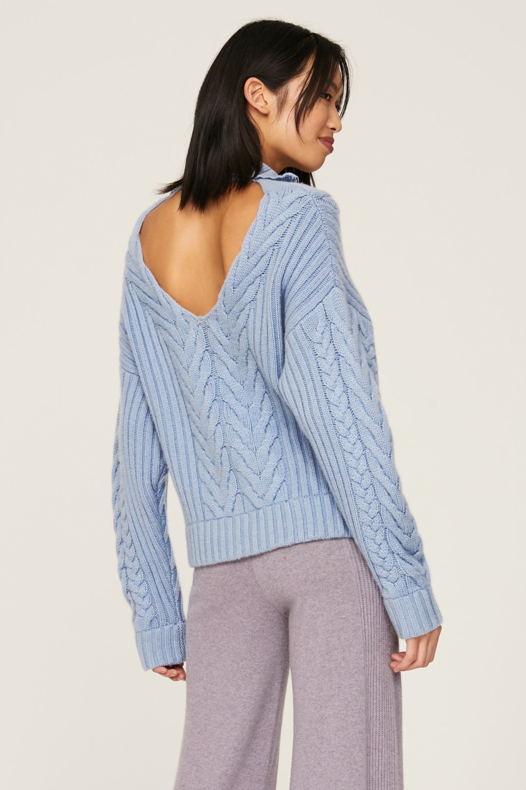 Open Back Cable Knit Sweater by NAADAM 2