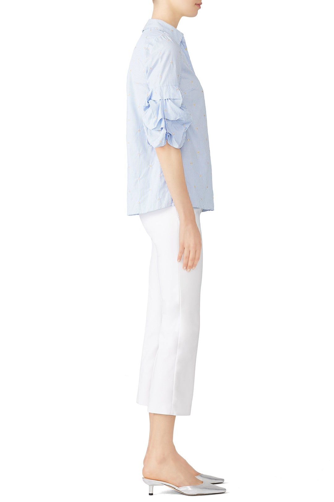 Ruffle Sleeve Button Down by Badgley Mischka 1