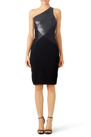 Leather One Shoulder Dress by Theia