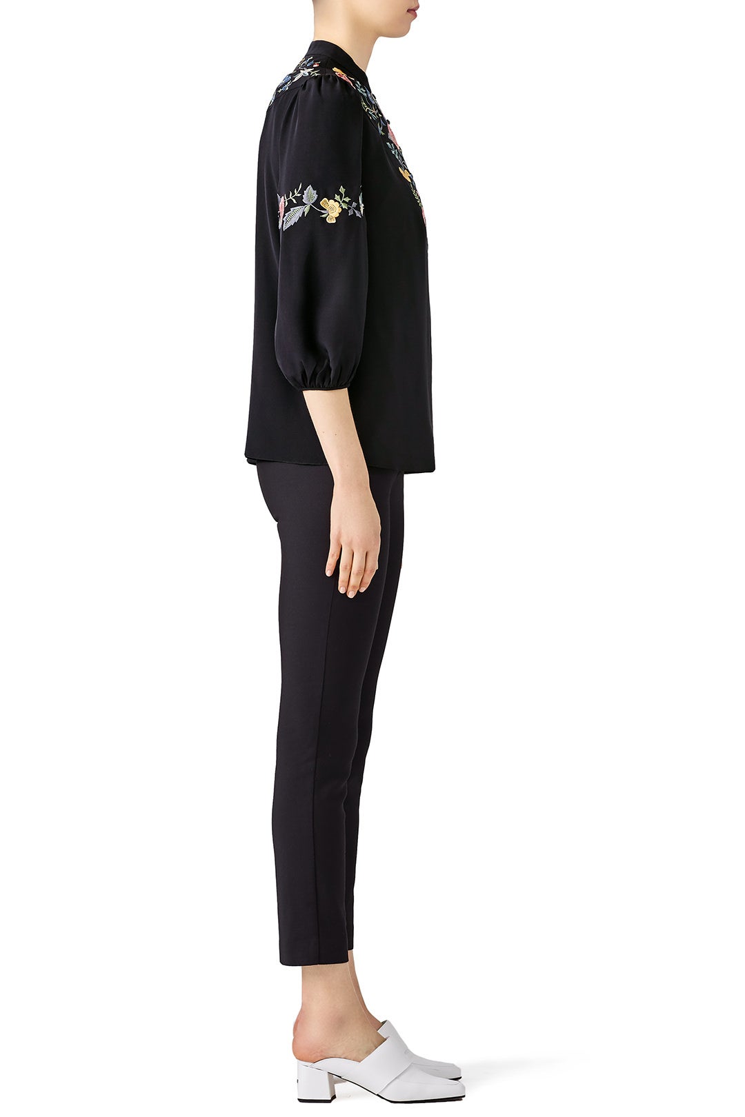 Black Floral Bib Blouse by Vilshenko 1