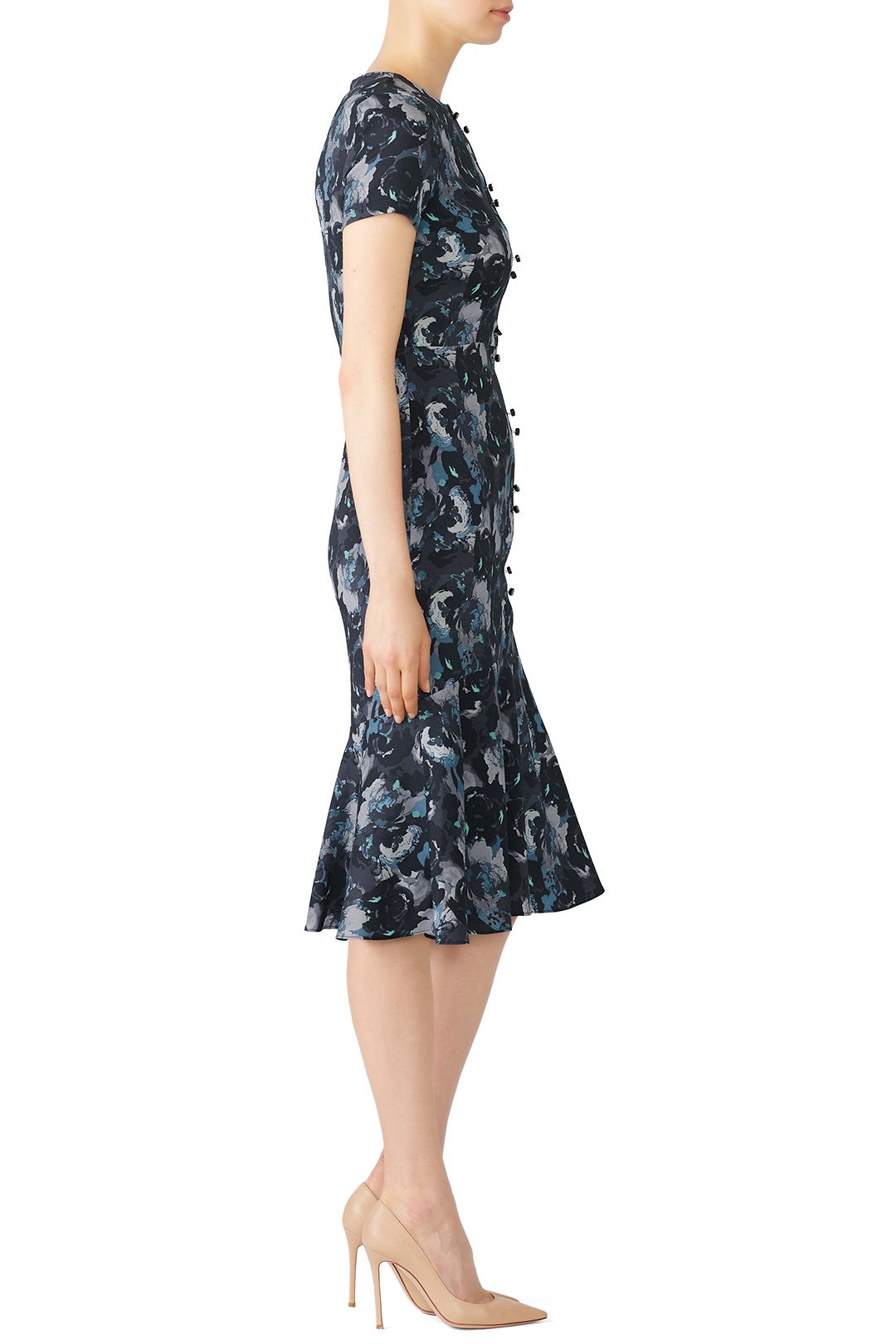 Navy Flared Hem Dress by Becken 1