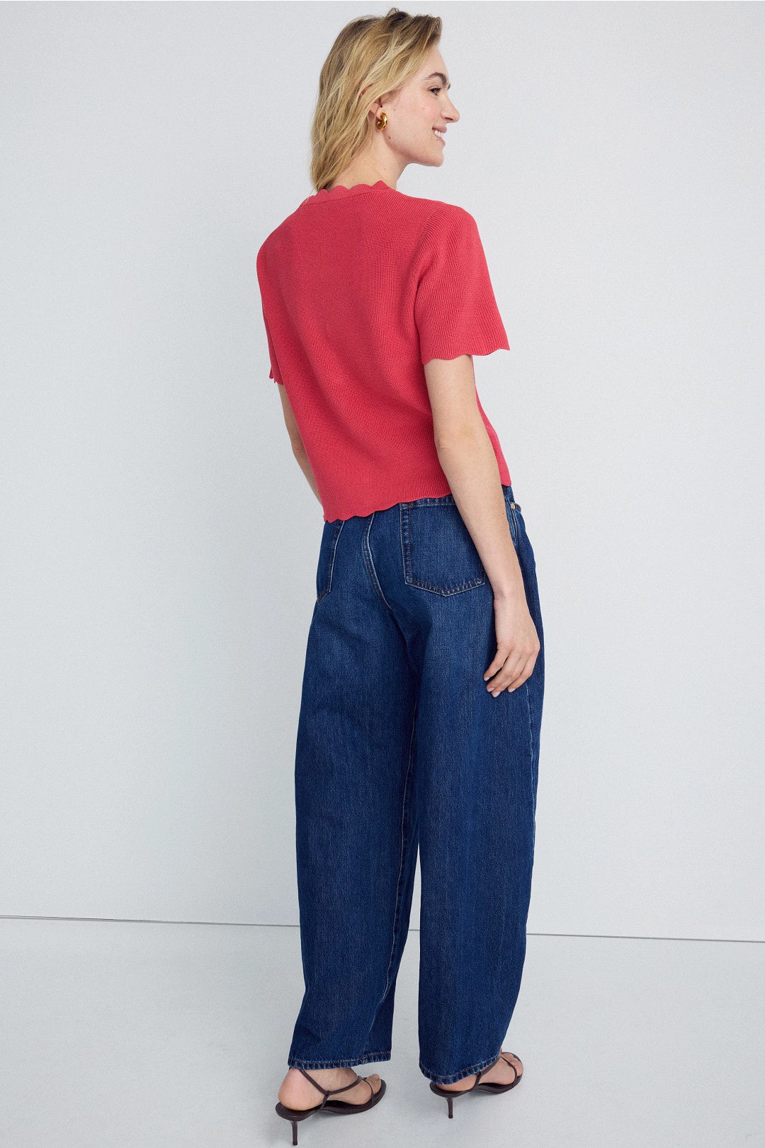 Crew Neck Top with Scallop Edge by CeCe 1