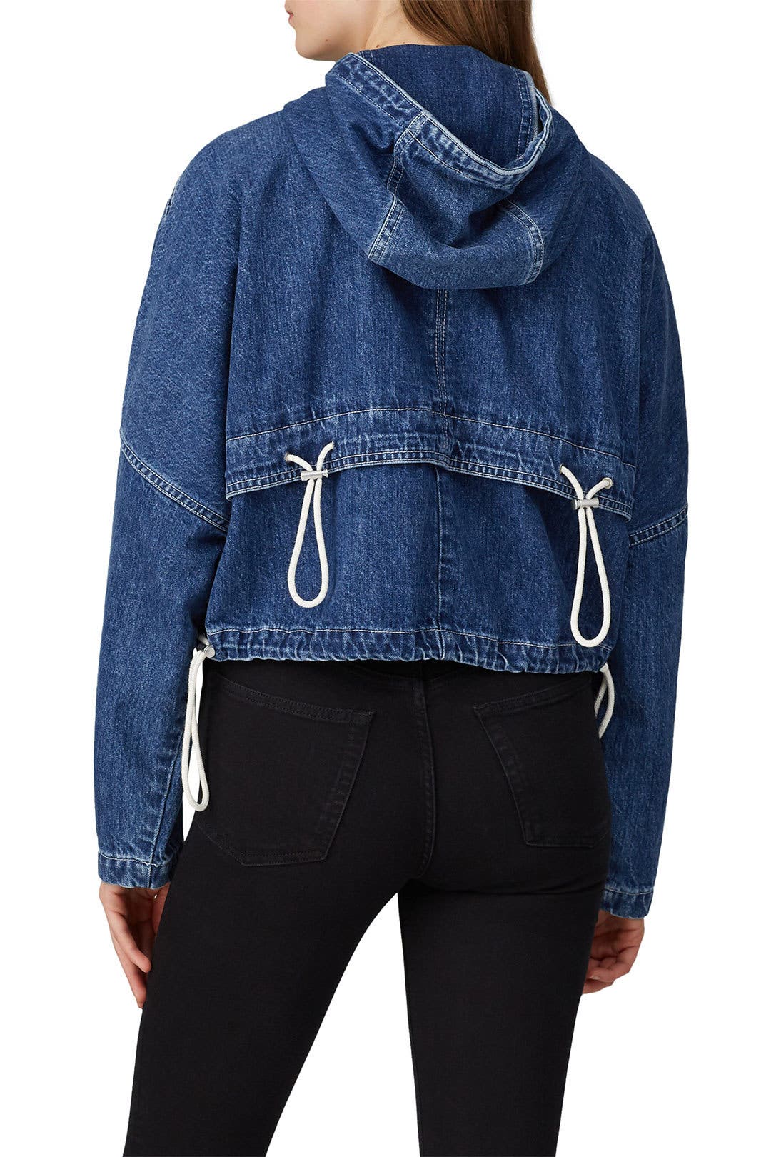 【2plan】Detro Denim Track Hood Zip-Up Sport Hoodie Denim Jacket by Hudson | Rent the Runway