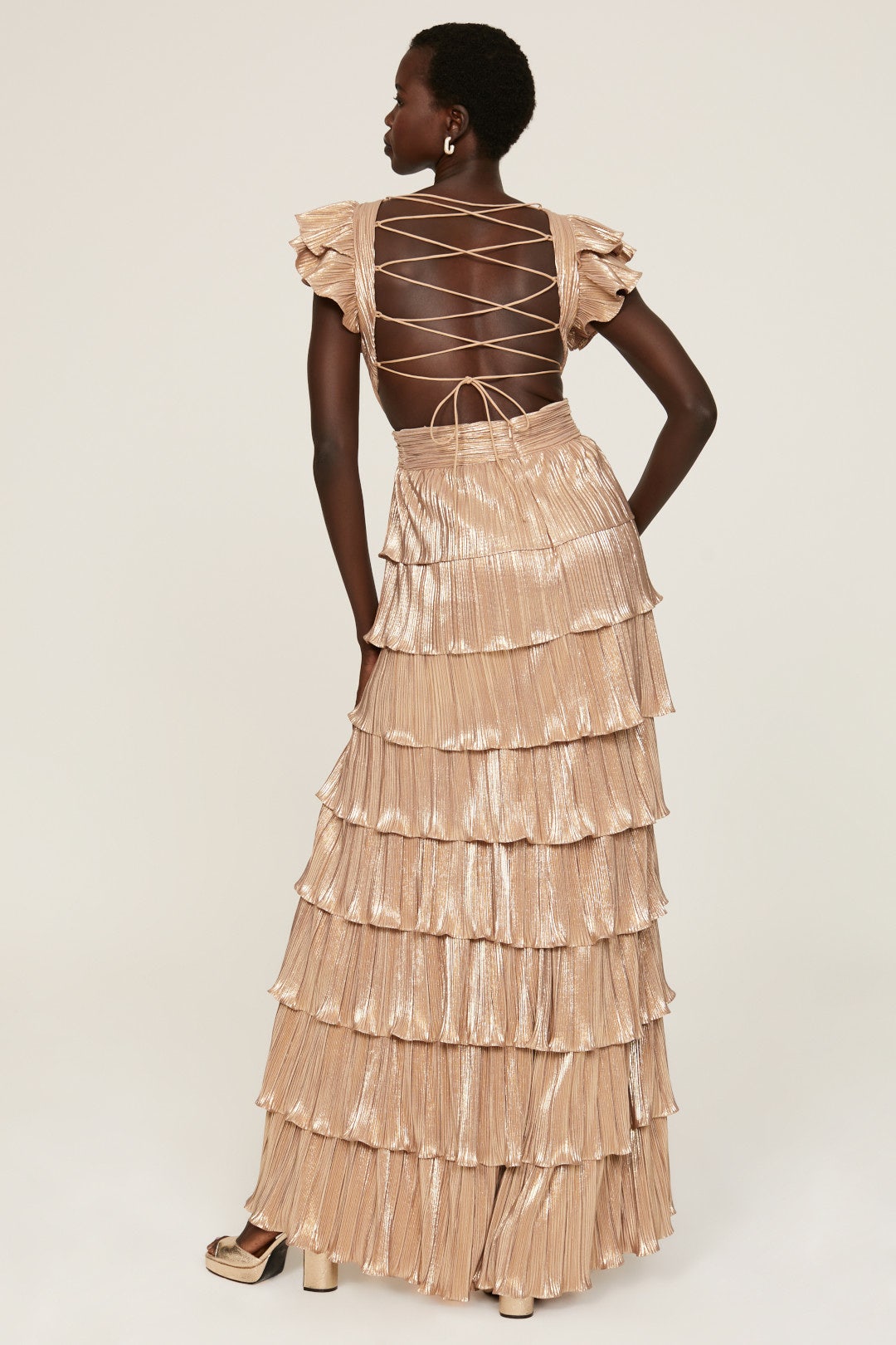 Gold Ruffle Gown by Ieena for Mac Duggal 2