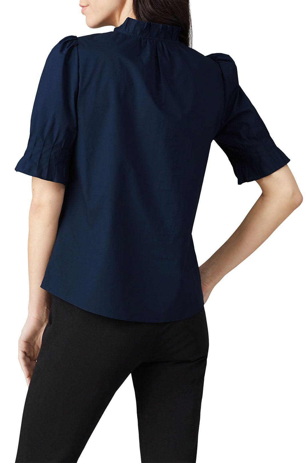Navy Poplin Ruffle Top by Rebecca Taylor NYC 2