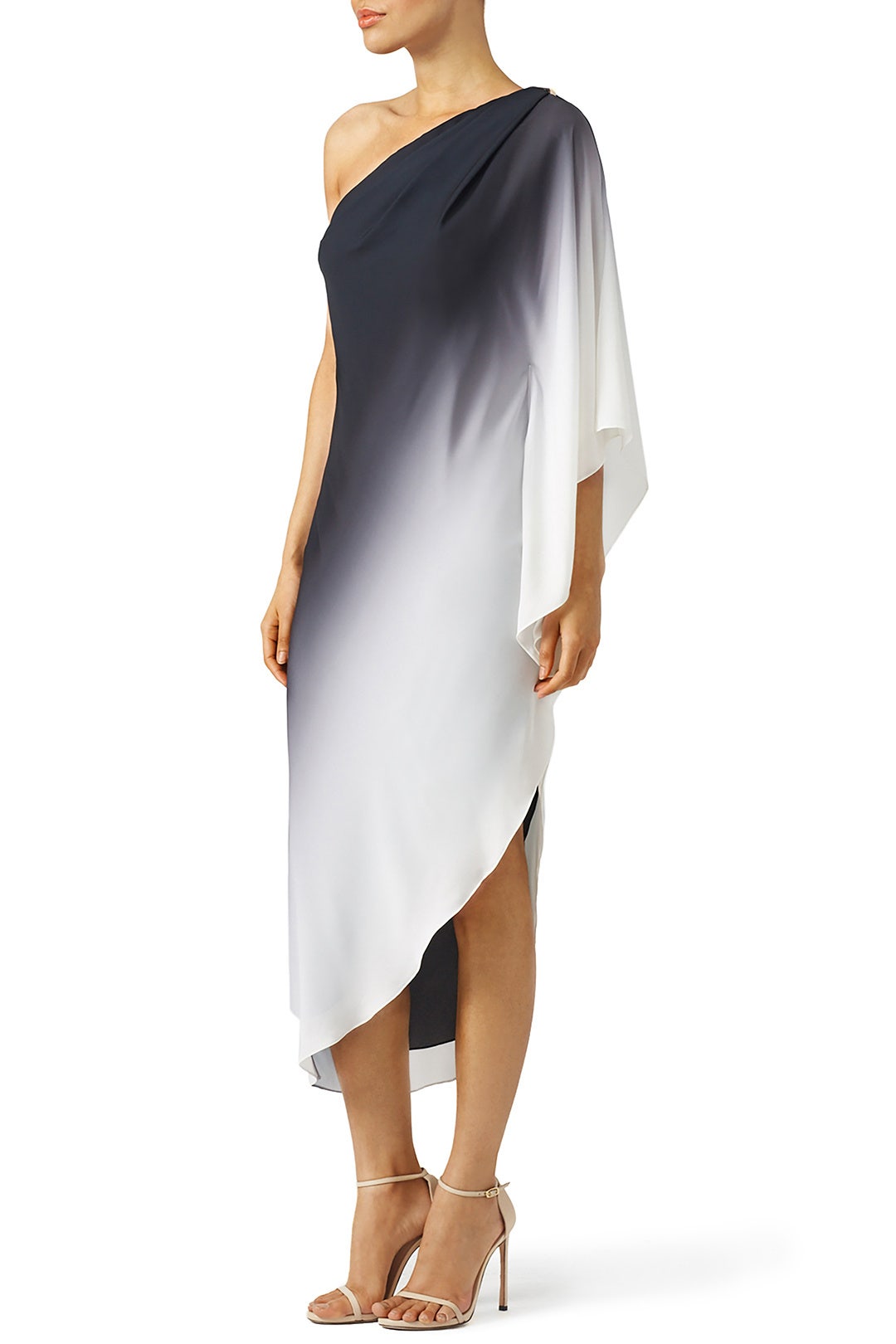 Smoky Ombre One Shoulder Dress by HALSTON 2