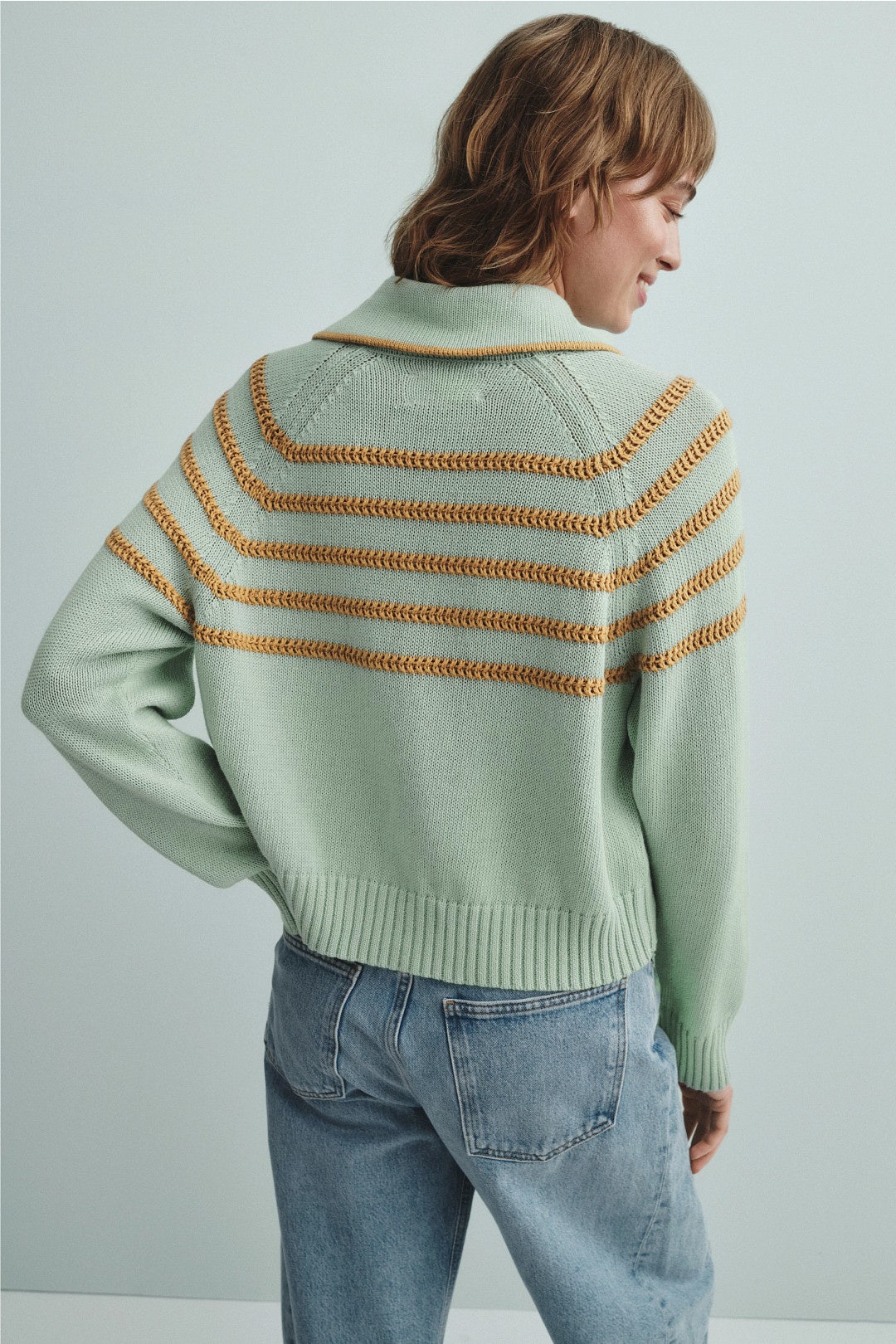 Scholar Striped Collared Cardigan by The Great. 2