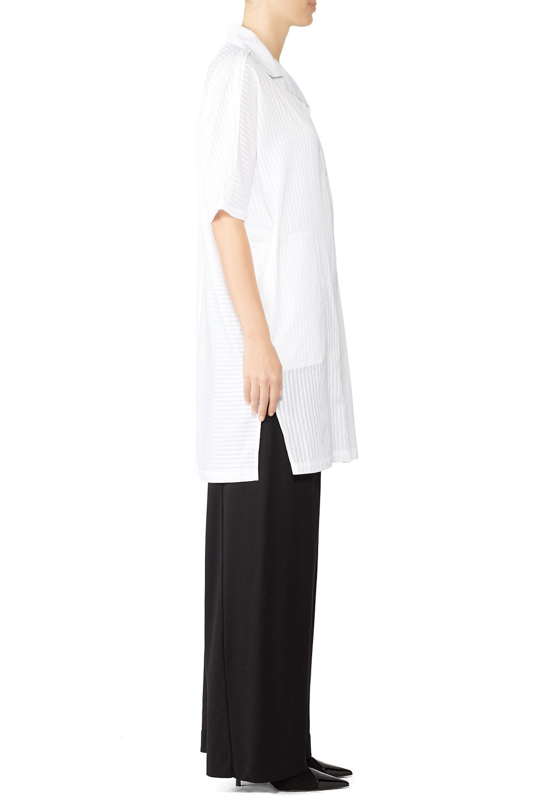 White Combo Button Down by Victor Alfaro 1